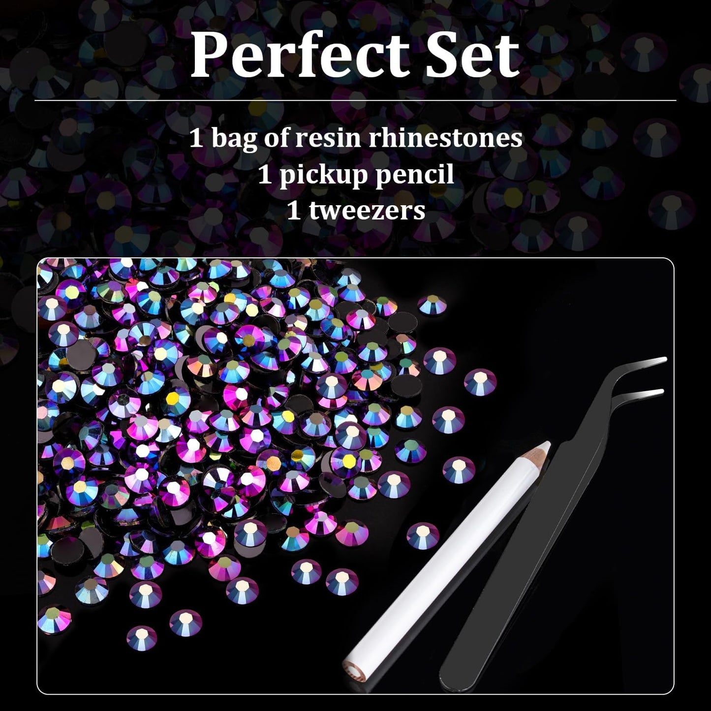 6000pcs 4mm Resin Rhinestones Bulk, Purplish Black AB Flatback Round Jelly Rhinestones Non Hotfix Crystal Gems Large Quantity Wholesale for DIY Crafts Clothes Bottles Face Makeup Manicure