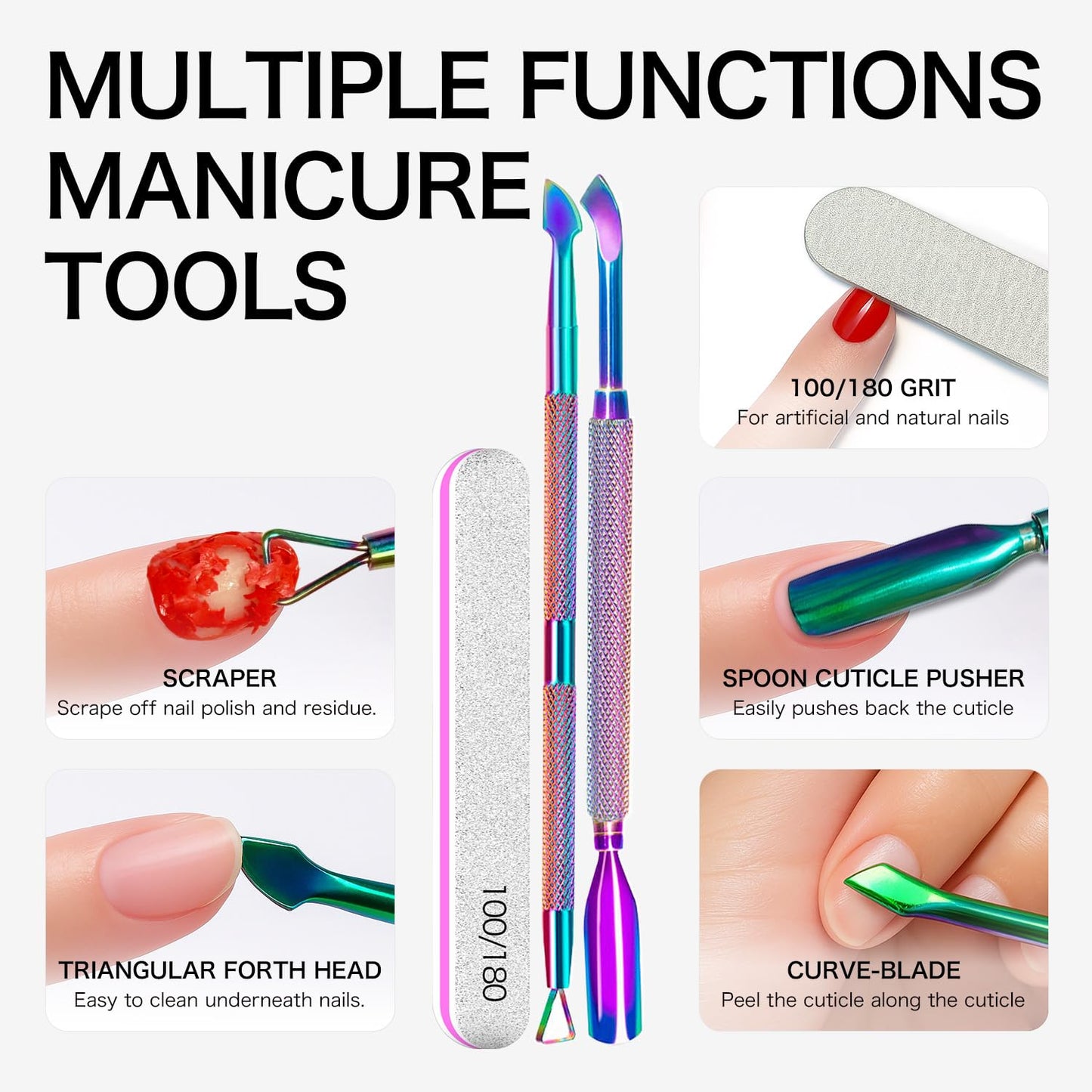 Gel Nail Polish Remover with Tools, 15ml (0.5 fl oz) - Acetone-Free, Quick Removal in 2-5 min, No Foil Soaking Needed, Safe for Natural Nails,Home DIY Use