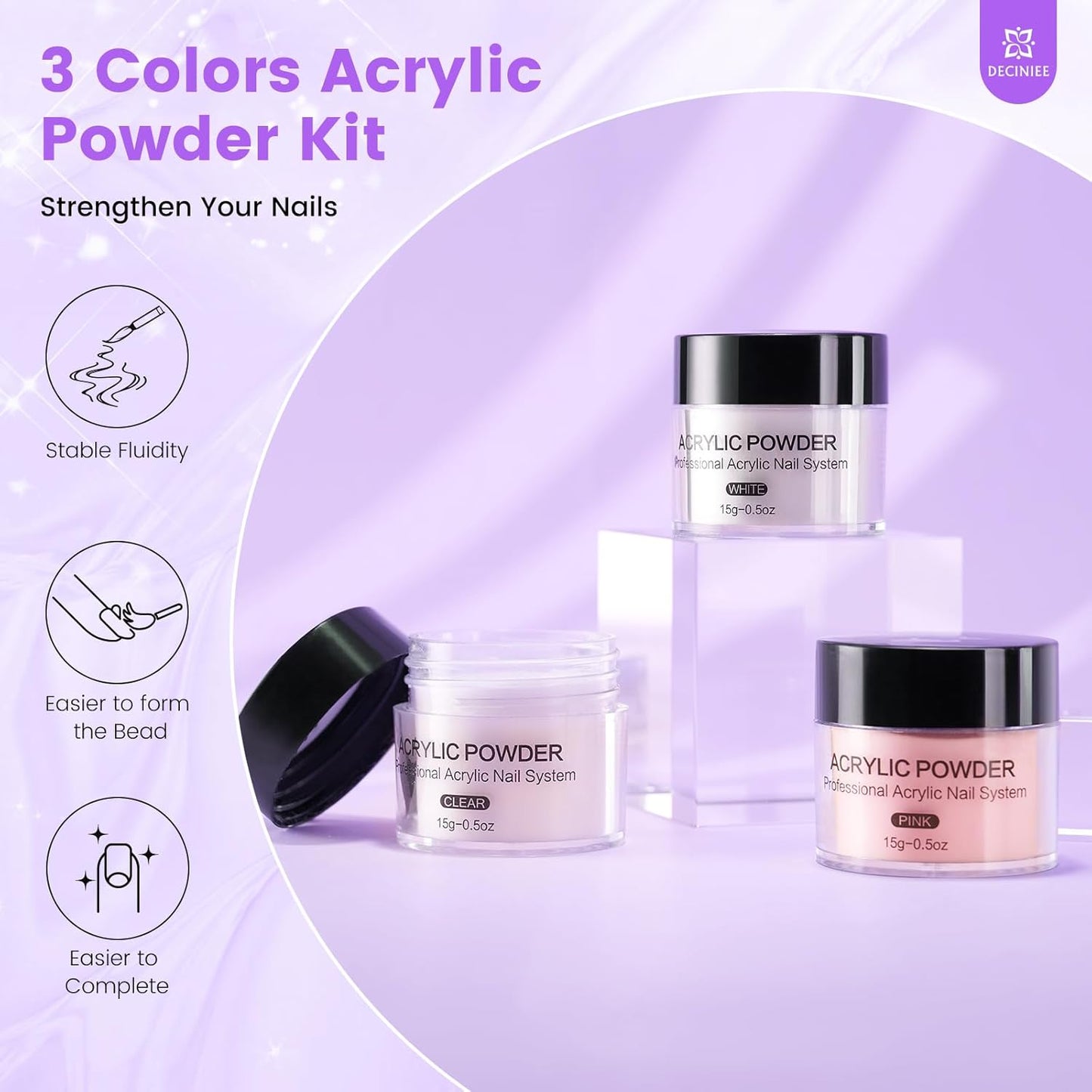 Nail Kit for Beginners with Everything: Professional Nail Acrylic Powder Liquid Set with Practice Hand Drill U V Light in Cosmetic Bag for Women Salon Home(Purple)