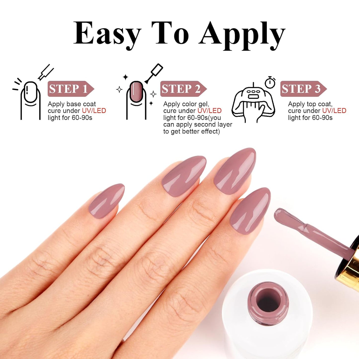 Imtiti Gel Nail Polish, 0.5 Fl Oz Clay Brown Soak Off LED UV Polish for Autumn Winter DIY Nail Art Manicure Salon Kit for Women Girls