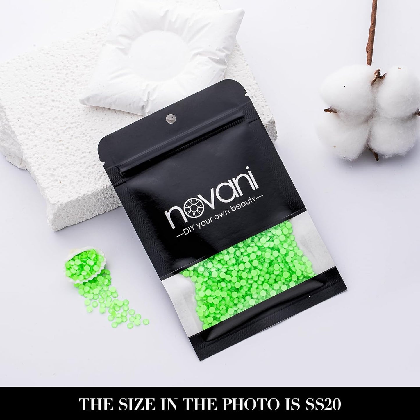 Novani 3000 Pieces Flatback Rhinestones Glass Round Gems Mocha Lt.Green Crystals for Nail Art DIY Crafts Clothes Shoes,SS16,3.8-4.0mm