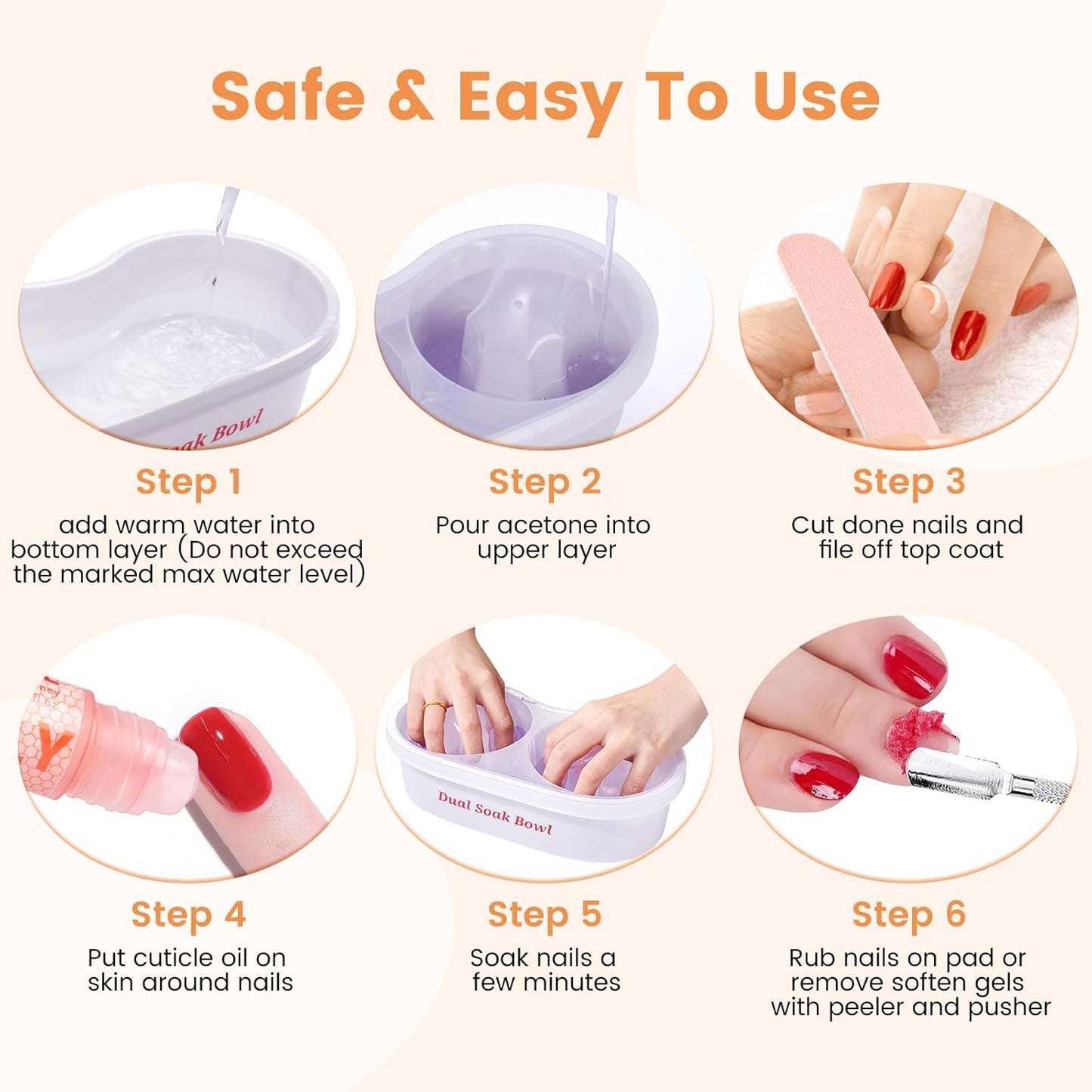 Dual Nail Soaking Bowl Acetone Proof: Nail Polish Acrylic Nail Remover Soak Off Bowl- Dip Powder Remover Manicure Bowl for Salon Home Use (D1-White)