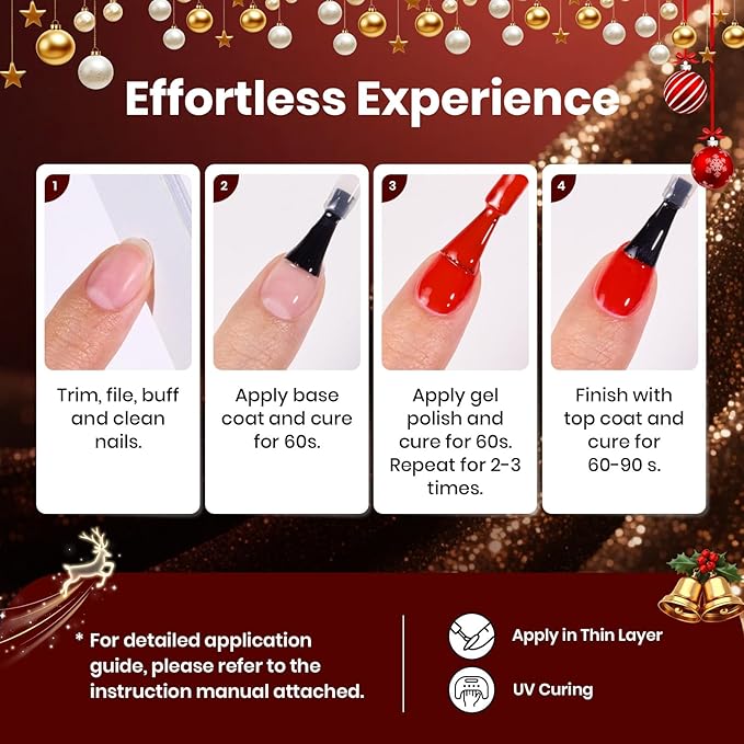 Beetles Glitter Gel Nail Polish Set – Vintage Luminary 6 Sparkling Red Gold Green Colors Reflective Long-Lasting UV LED Soak Off Gel Holiday Party Nail Art Kit Chirstmas Gift for Women