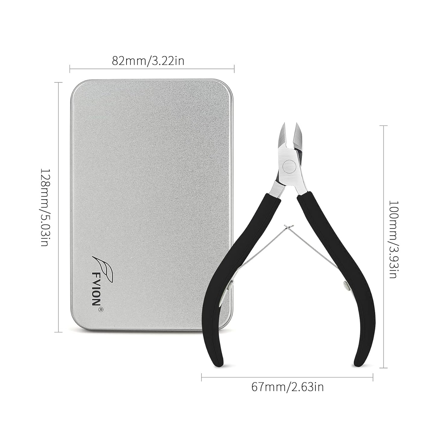 FVION Cuticle Clippers – Full Jaw Cuticle Trimmer with Rubber-Coated Handle, Sharp Nail Cuticle Cutter for Manicure and Dead Skin Removal - 9mm