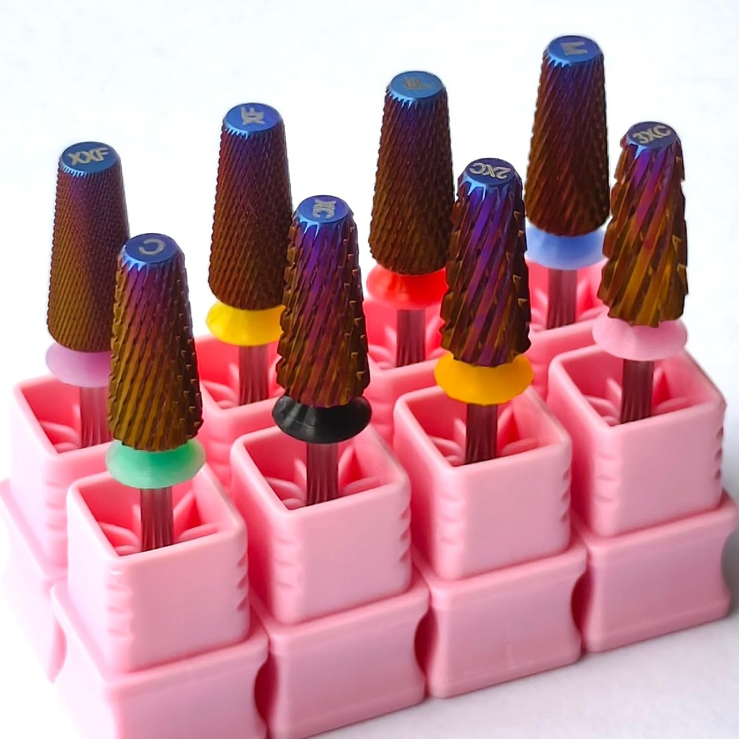 Professional Nail Drill Bits for New Artists, Cross Cut 3/32'' Safety Tungsten Carbide Tapered Bit, Remove Gel Fast, Left & Right Hand Use, Manicure Cuticle Soft Hard Gel Polishing, Extra Coarse.