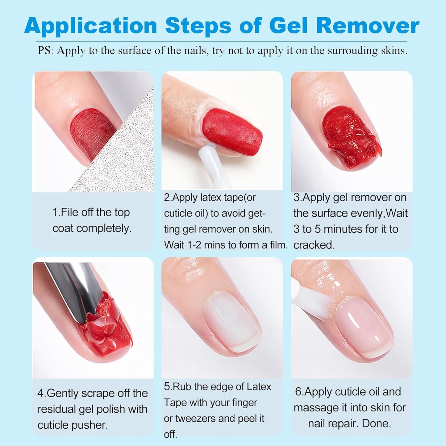 Gel Remover for Nails & Cuticle Oil for Nails,Nail Remover Quick Remove Gel Nail Polish within 3-5 mins, Nail Polish Remover removedor de esmalte gel