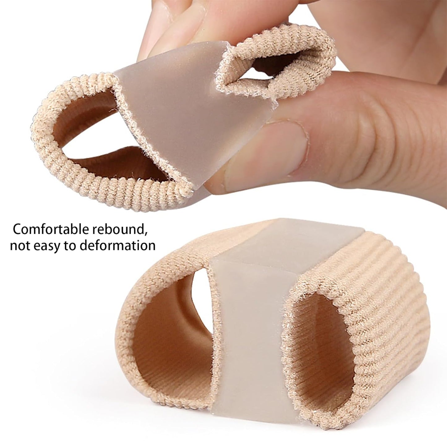 4 Pairs Toe Separator Sleeves, Soft Breathable Big Toe Corrector with Gel Toes Spacer Cushion, Crooked Hammer Toes Overlapping Toes Straightener Sleeves for Big Toe Alignment Bunion Relief(S)
