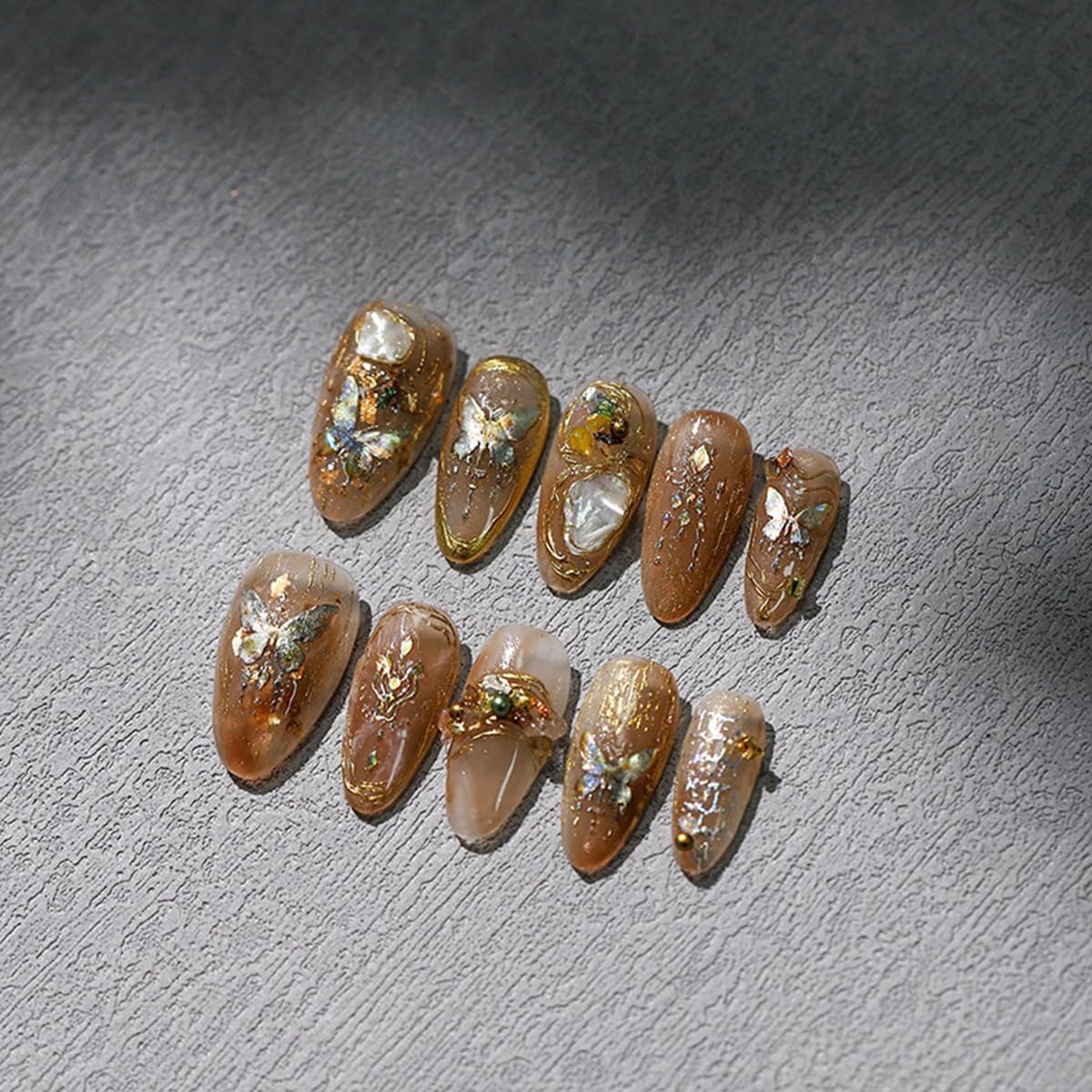 Butterfly Nail Art Stickers and Decals - 5D Embossed Gold Butterflies Star Accessories for Women Girls Spring Summer Decoration - Shiny Art Supplies