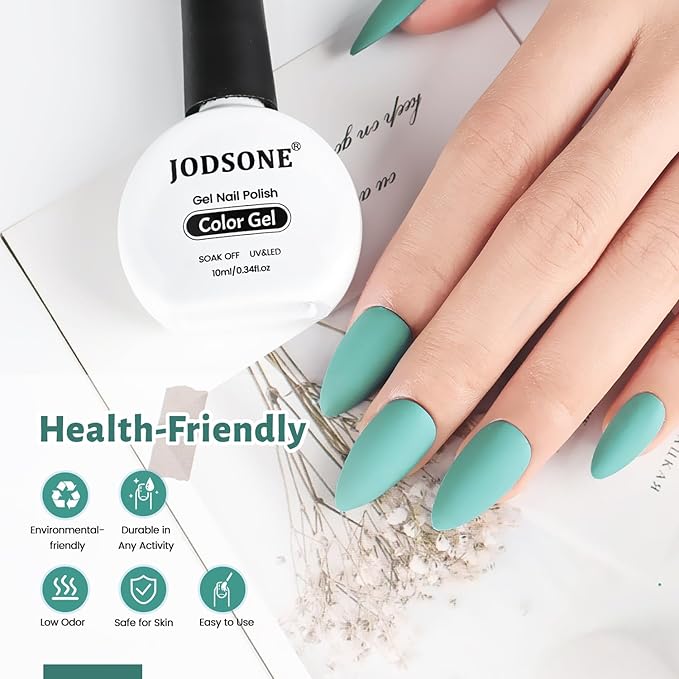 JODSONE Sage Green Gel Nail Polish 10ml Muted Green Nail Color Long-Lasting Chip-Resistant Professional Finish Easy to Apply Low Odor Need U V Lamp Curing