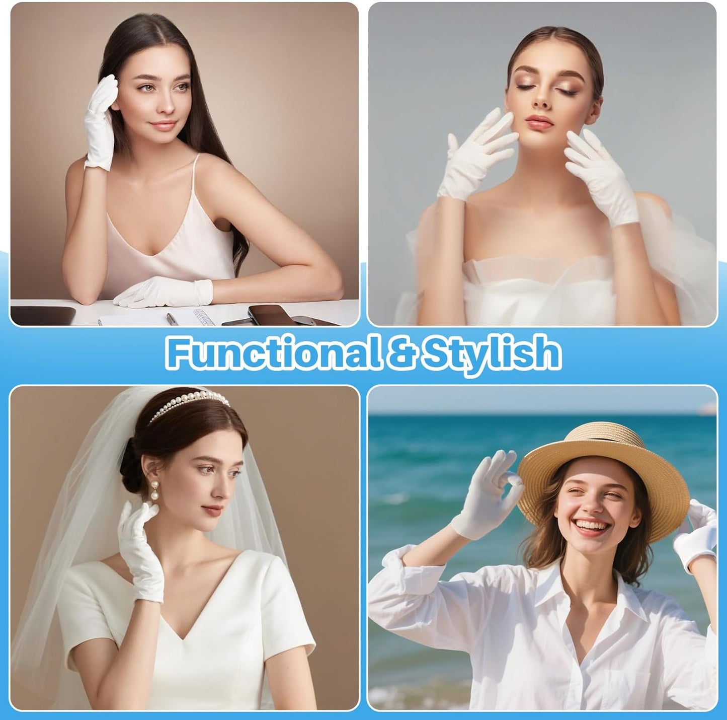5 Pairs White Cotton Gloves - Breathable Cotton Gloves for Dry Hands Sleeping, Inspection, Coin Handling, Reusable Soft Cloth Glove for Eczema, Spa, Moisturizing Hands, High Elasticity, Women and Men