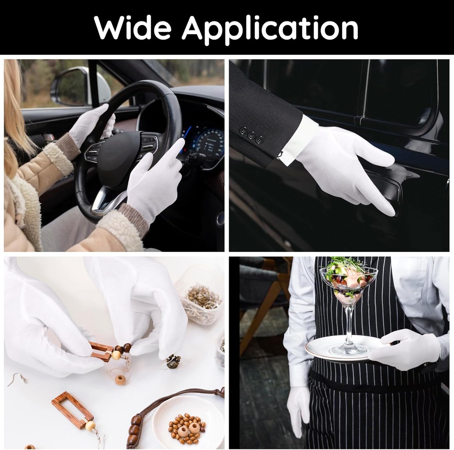 Segbeauty 12 Counts Moisturizing Hand Gloves with Elastic Band, Extra Large Lotion Gloves Overnight for Women, 6 Pairs Moisture Sleeping Gloves for Dry Hands, Thick Cotton Work Gloves for Art Handling