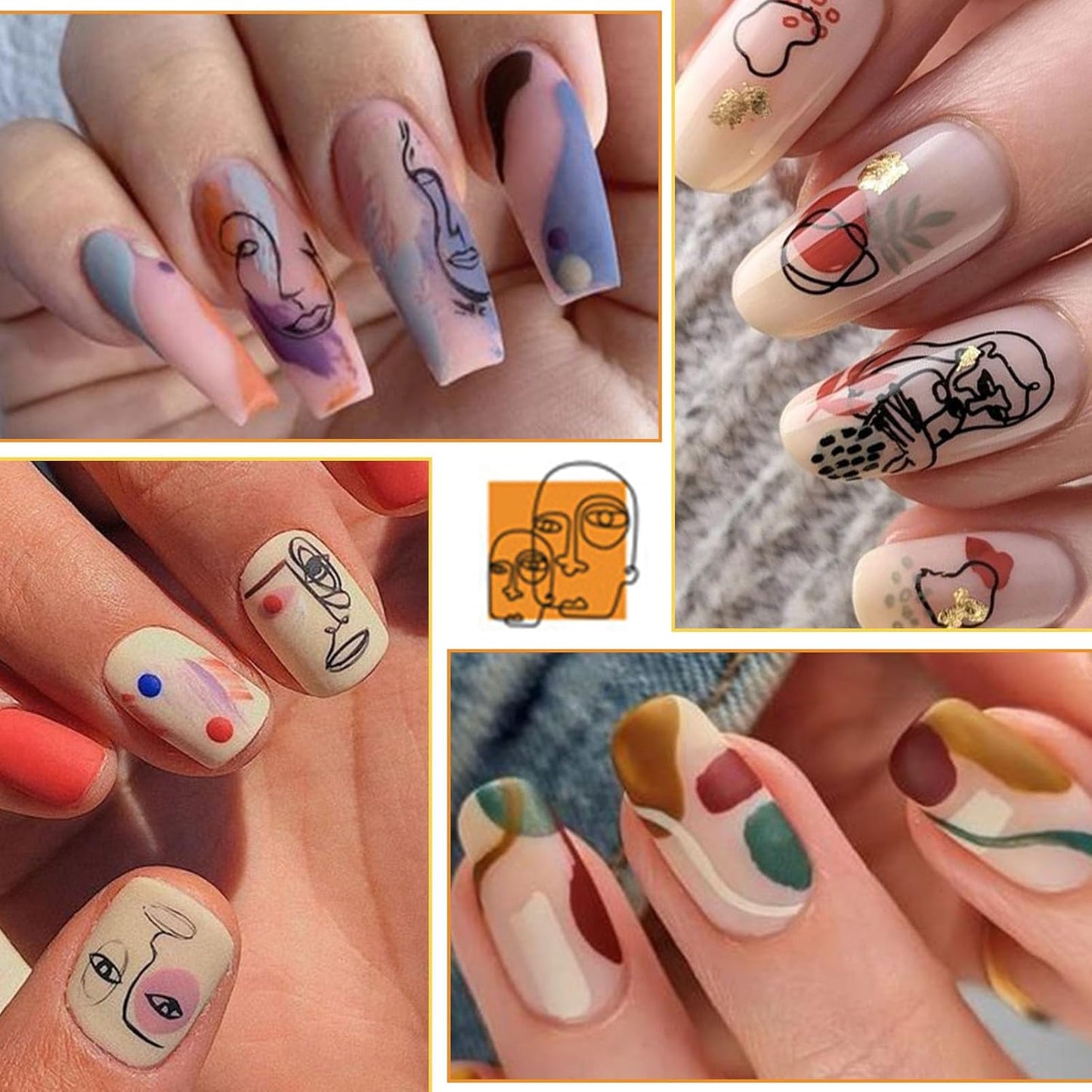 Graffiti Fun Nail Art Stickers, 3D Abstract Nail Decals, Self-Adhesive Minimalist Design Nail Decorations (9 Sheets)