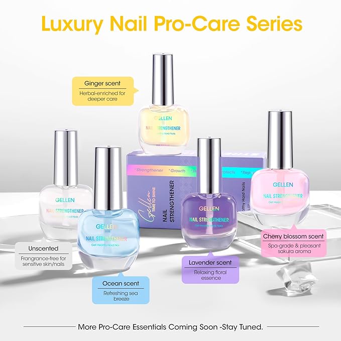 GELLEN Pro Care Ginger Nail Strengthener, Ginger Serum Treatment, 8-IN-1 Air Dry Clear Nail Repair Growth Strengthener Calcium Keratin Nourish for Thin Damaged Nails Growth & Post-Removal Repair