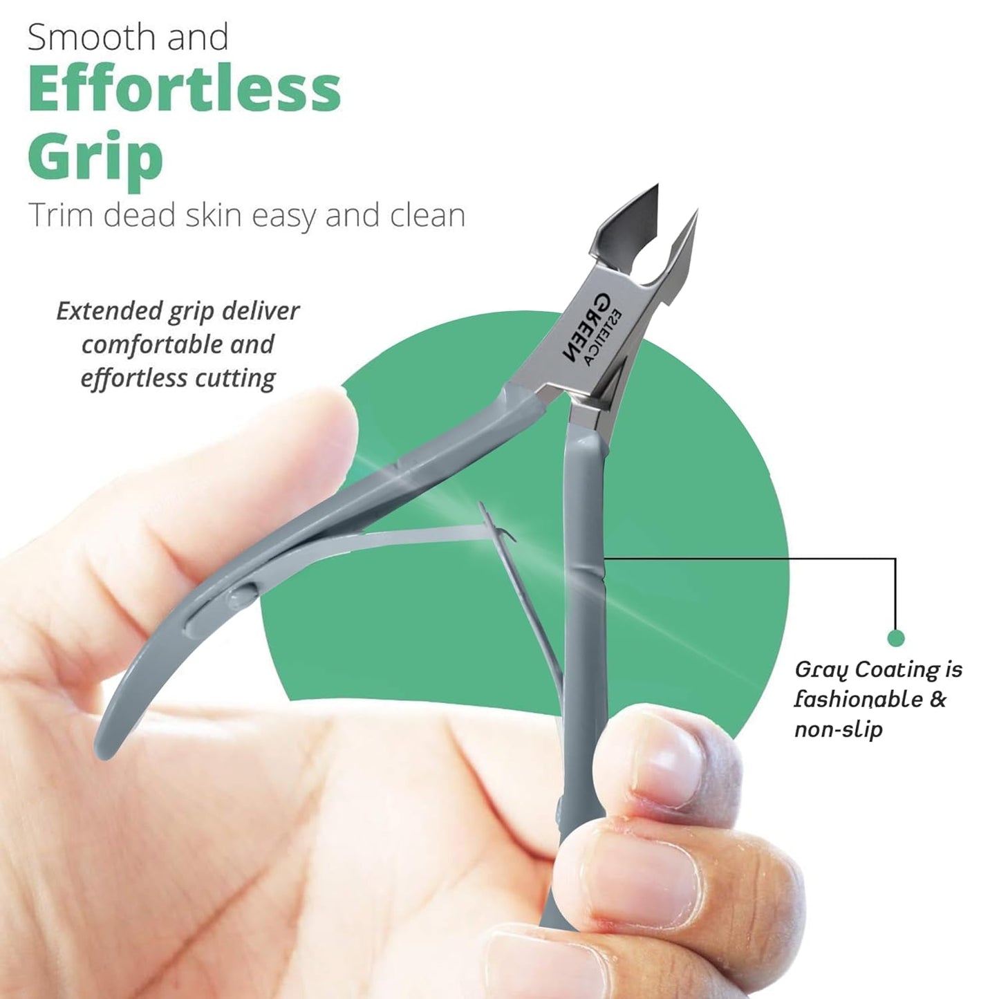 Professional Cuticle Trimmer with Cuticle Pusher Nail Cuticle Remover Nipper Silver Stainless Steel Sharp Blades Manicure Tools with Double Spring Nail Care Pedicure Nail Tools Home Spa (Gray)