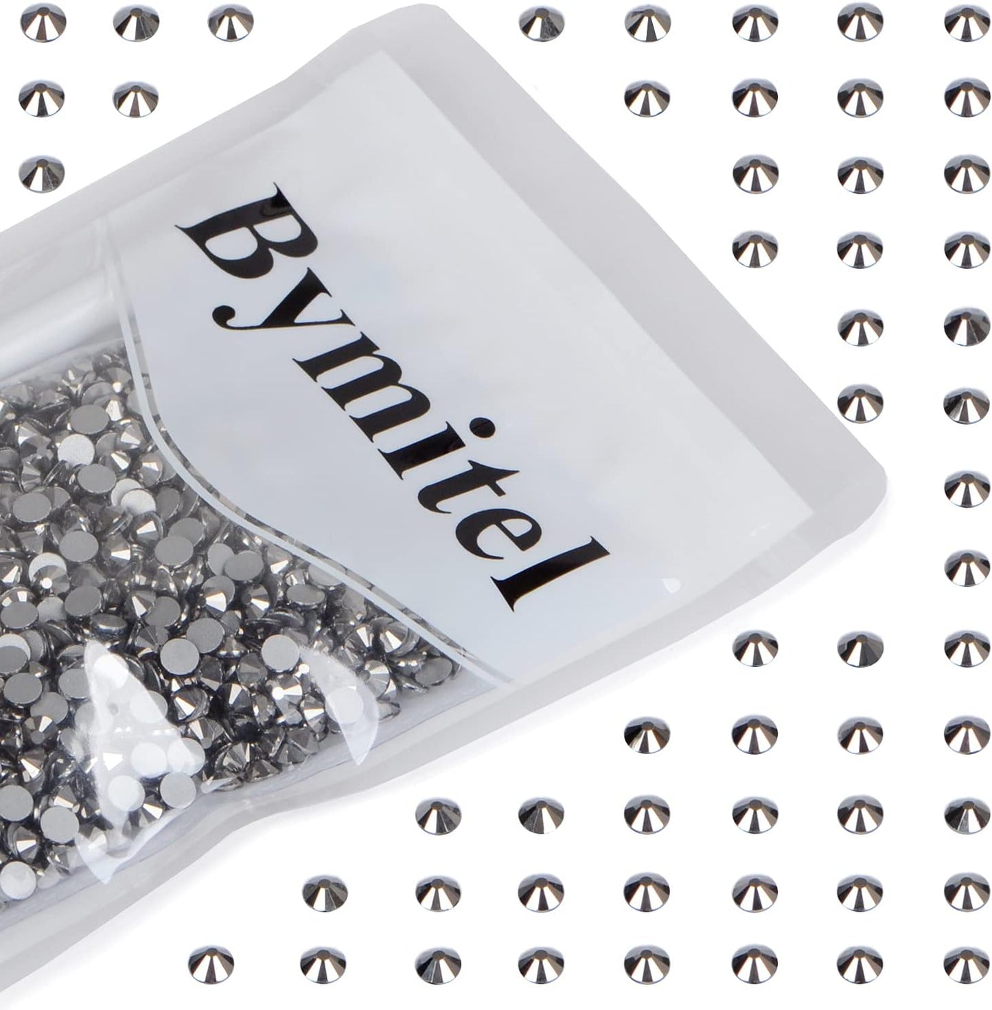 2880PCS Art Nail Rhinestones Non Hotfix Glue Fix Round Crystals Glass Flatback for DIY Jewelry Making with one Picking Pen (ss4 2880pcs, Jet Hematite)