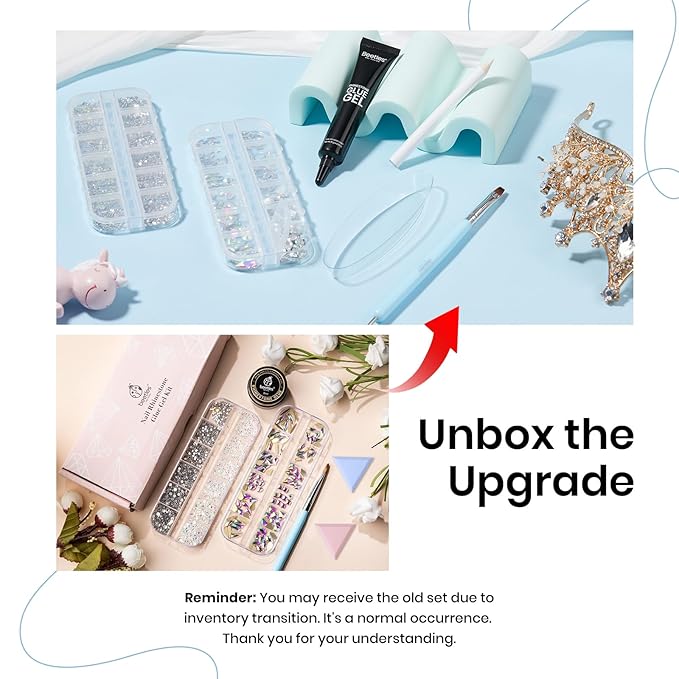 Beetles Gel Polish Nail Glue with Nail Gems Set, 15ml Nail Rhinestone Glue &120+2000Pcs Crystal Glass AB Rhinestones for Nails Art, Nail Gems with Double-Ended Clean Up Nail Brush Gifts for Girls