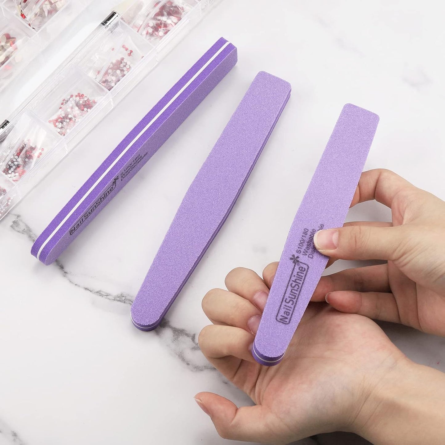 35 Count Nail Files and Buffers 100/180 Grit, Double Sided Emery Boards Sponge Nail Files for Acrylic Nails
