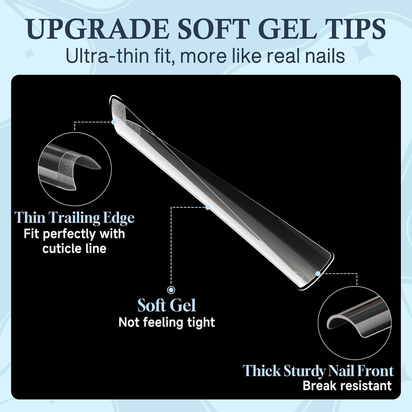 XXL Nail Tips Square 120 Pcs 12 Sizes - No C Curve Flat Square Pre-buff 2XL Half Cover Tapered Gel Acrylic Nail Tips False Nails Gelly Tips for DIY Nail Art Salon