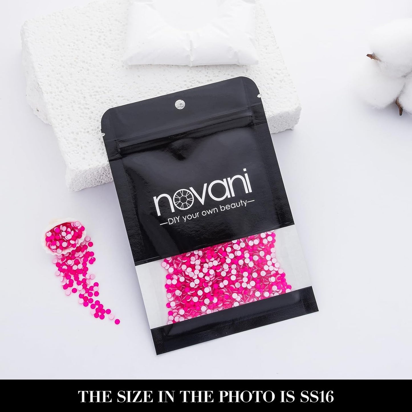 Novani 3000 Pieces Flatback Rhinestones Glass Round Gems Neon-Rose Crystals for Nail Art DIY Crafts Clothes Shoes,SS16,3.8-4.0mm
