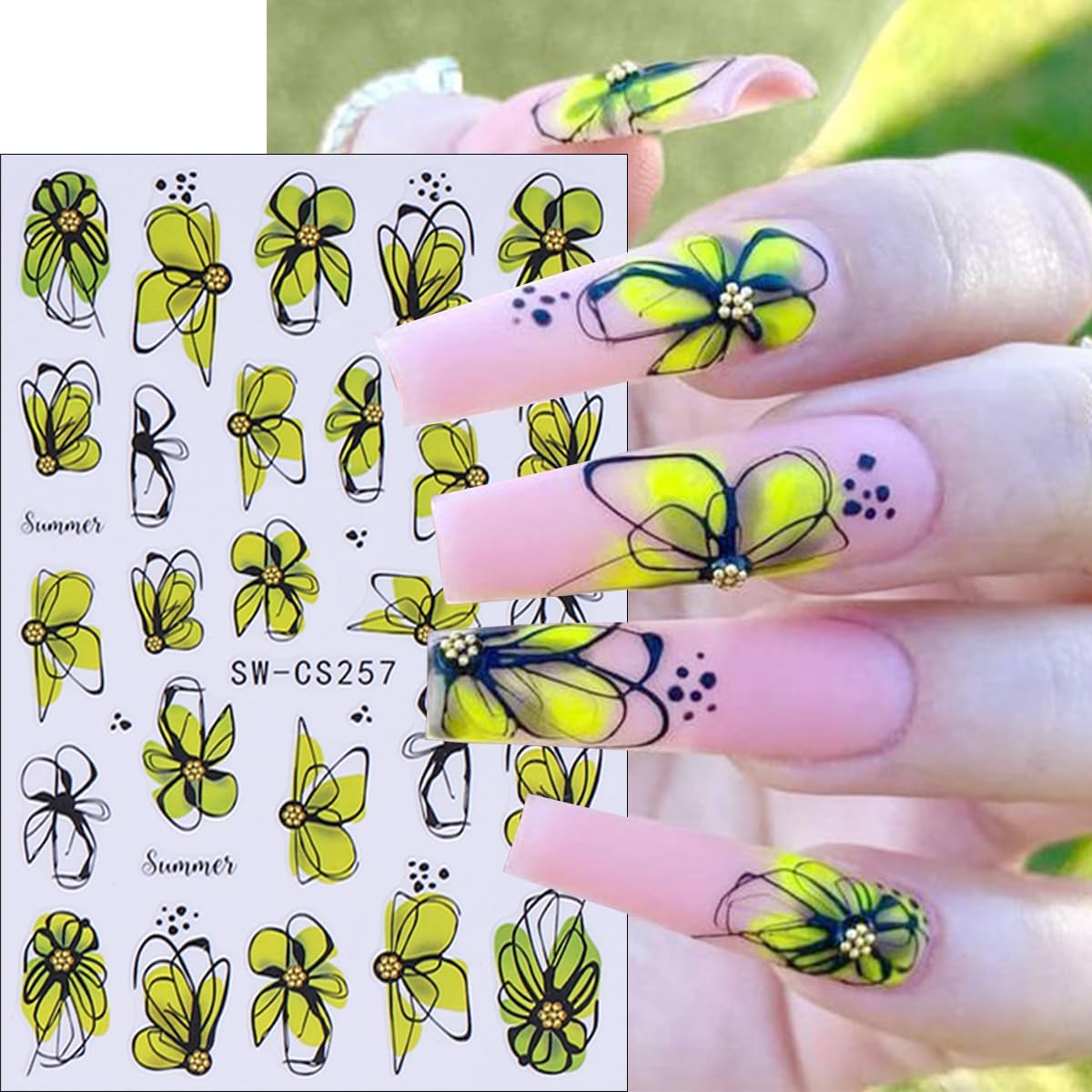 8Pcs Spring Summer Flower Nail Art Stickers 3D Self Adhesive Cherry Blossom Nails Decals Colorful Hibiscus Daisy Flower Nail Stickers Cute Peach Blossom Petals Nails Art Supplies for Women Manicure