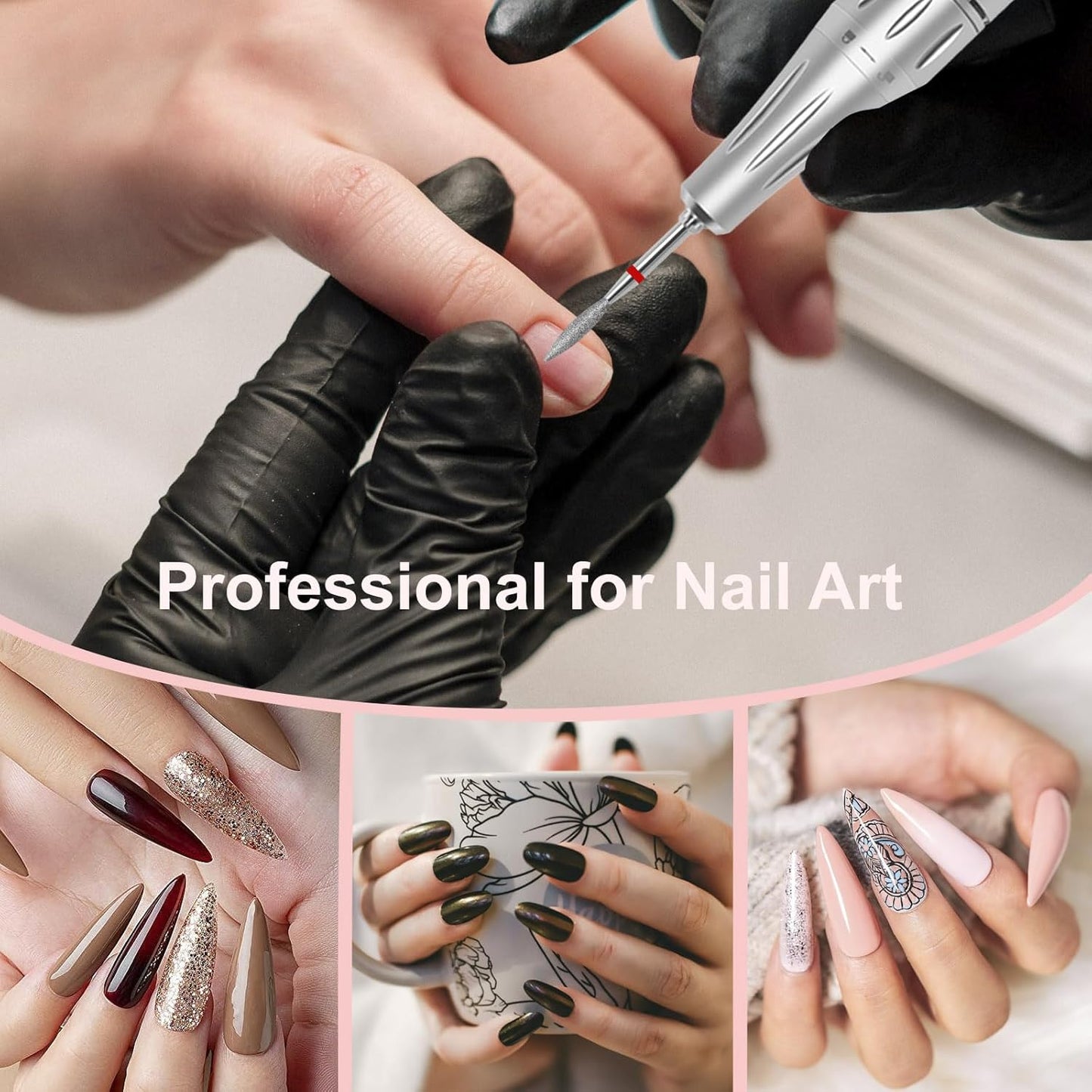 Cuticle Clean Nail Drill Bit, 3/32" Russian Diamond Nail File bits, Safety Carbide Under Nail Cleaner for Cuticle Dead Skin Nail Prepare, Nail Salon Manicure, Flame Shape (Fine)