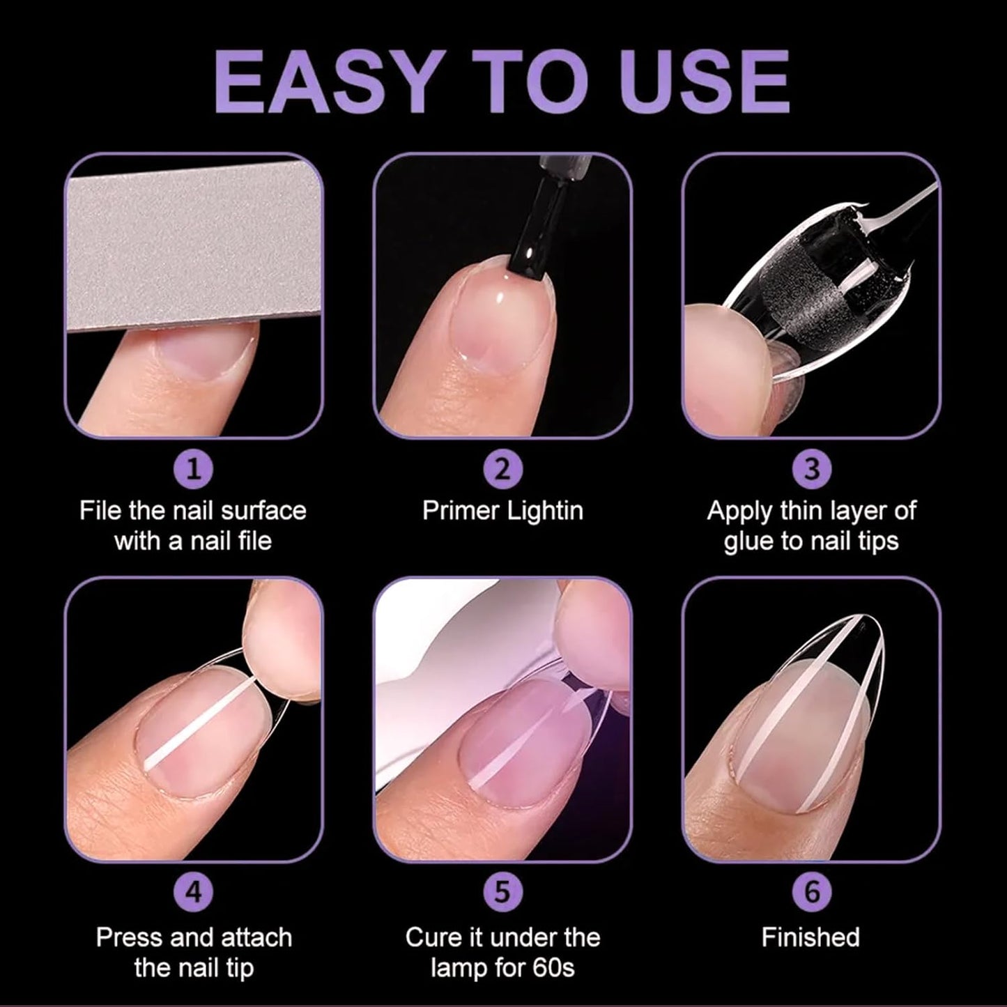 AddFavor Coffin Nail Tips Short Fake Nails, 600pcs Soft Gel Nail Tips Coffin Full Cover Clear Press on Gel Nails False Acrylic Nails Tip for Nail Extensions, 12 Sizes Artificial Fingernails False Tips