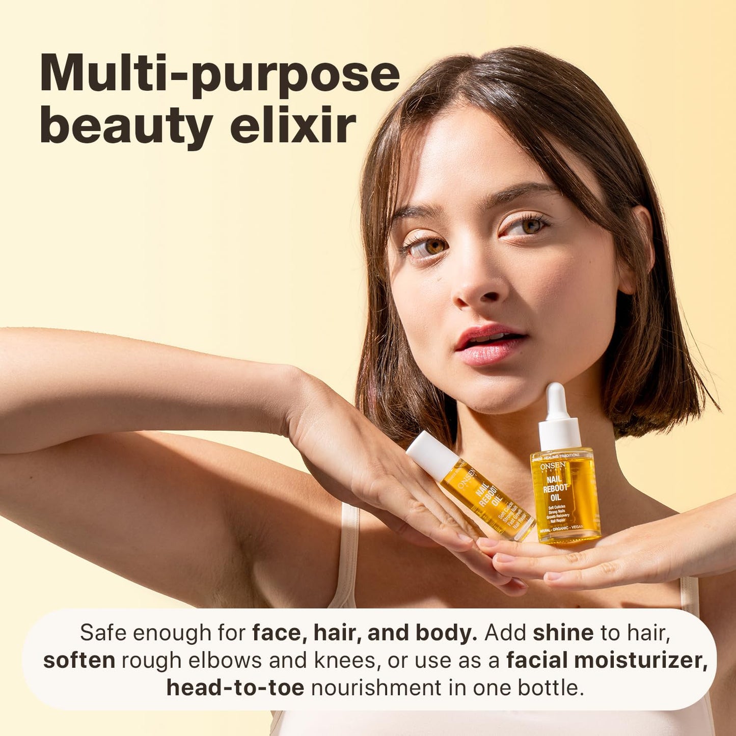 Onsen Secret Nail & Cuticle Repair Oil (2x10ml) - Dry Oil Formula - Japanese Tsubaki, Tea Tree & Jojoba - Strengthens Nails, Repairs Cuticles, Hydrates Skin & Hair - Natural & Vegan