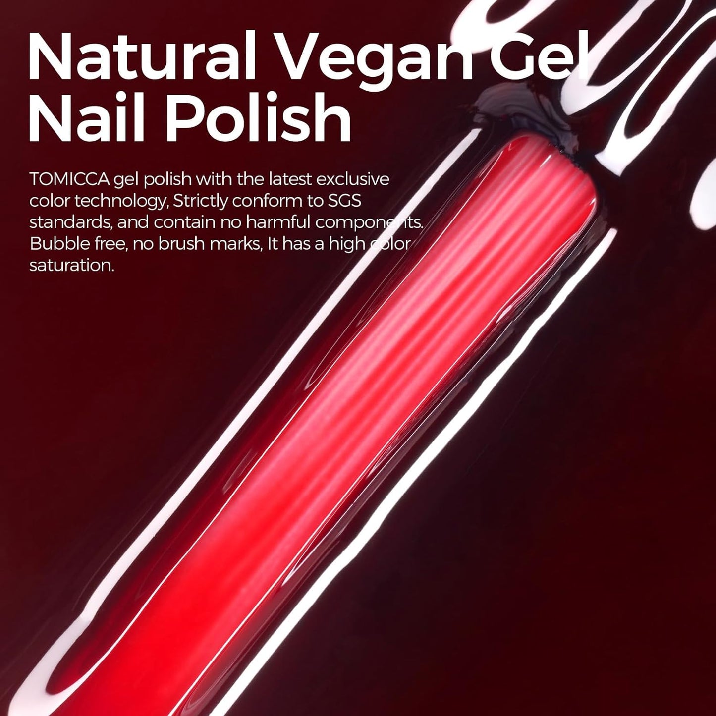 TOMICCA Sheer Gel Nail Polish, Jelly Red Nail Polish, Long Lasting Wine Red Gel Polish for Translucent Color Nail Art DIY Manicure Salon