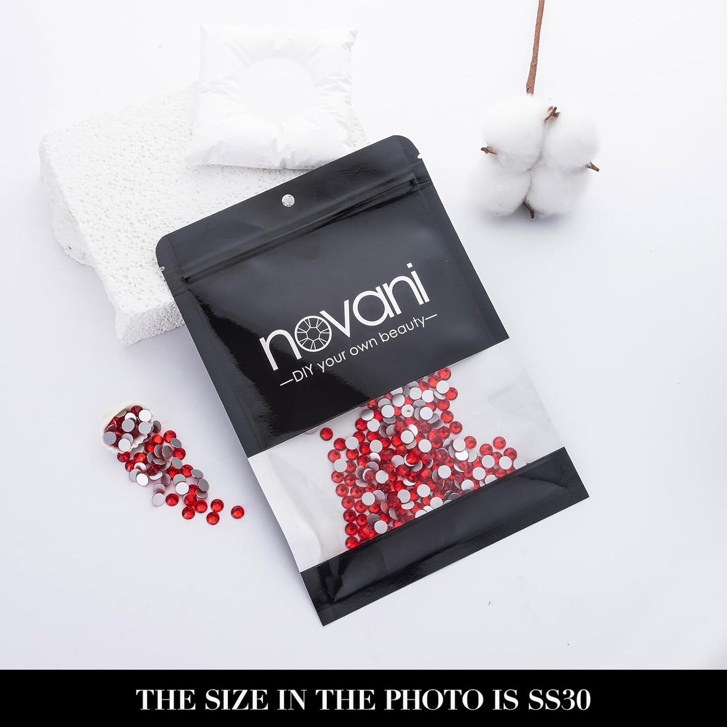 Novani 576 Pieces Flatback Rhinestones Glass Round Gems Red Crystals for Nail Art DIY Crafts Clothes Shoes,SS30,6.4-6.6mm