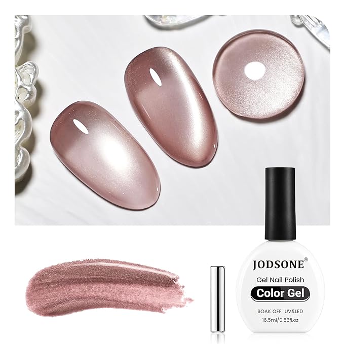 JODSONE 16.5ml Cat Eye Gel Nail Polish Light Brown Single Colors for Holographic Glitter Cat Eye Reflective Translucent Need U V Lamp