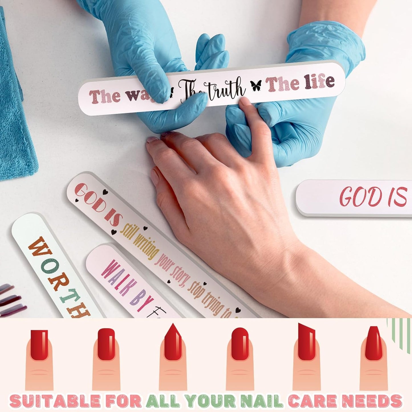 50 Pack Christian Gifts for Women Bulk Church Bible Verse Nail Files Boho Scripture Emery Boards Christian Religious Gift Nail Files for Employee Appreciation Teacher Staff Coworkers Women