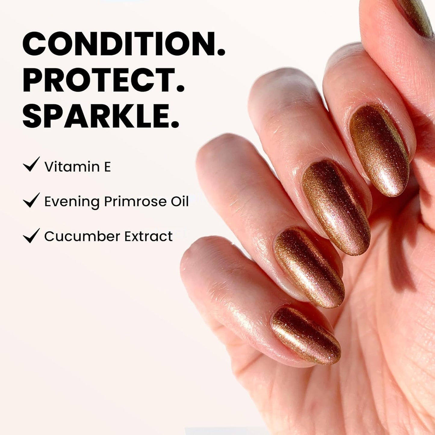 LONDONTOWN Shimmer Nail Highlighter - Multi-Dimensional Iridescent Finish Nail Polish Treatment, Vegan Cruelty Free, Shimmery Copper Rose Gold, Molten - .40fl oz