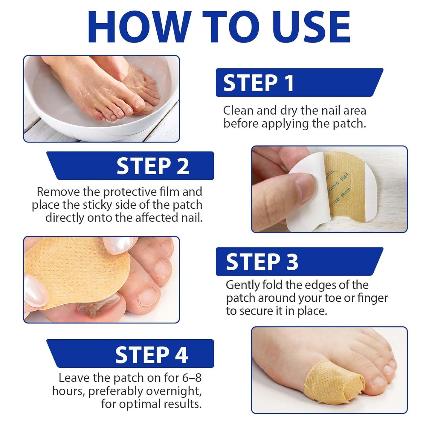 Extra Strength Toenail Treatment - 64 Pcs Nighttime Nail Patches, Overnight Toe Nail Treatments for Damaged Nails Foot Nails Repair and Care, 8-Hour Restores Healthy Appearance