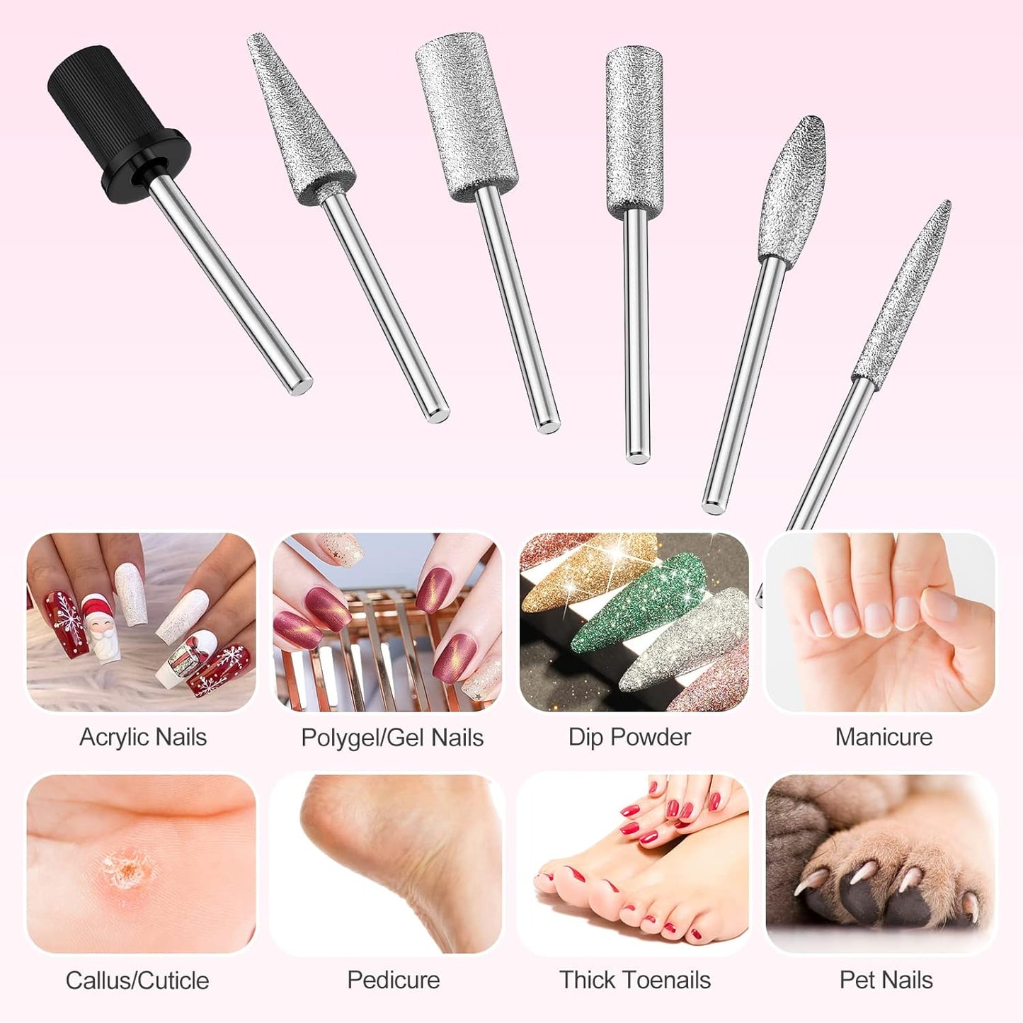 Professional Nail Drill Machine 20000 RPM Efile Electric Nail Filer Kit for Finger Toe Nails, Acrylic Gel Nails, Manicure Pedicure Drill with 6Pcs Nail Bits, 106Pcs Sanding Bands - Pink