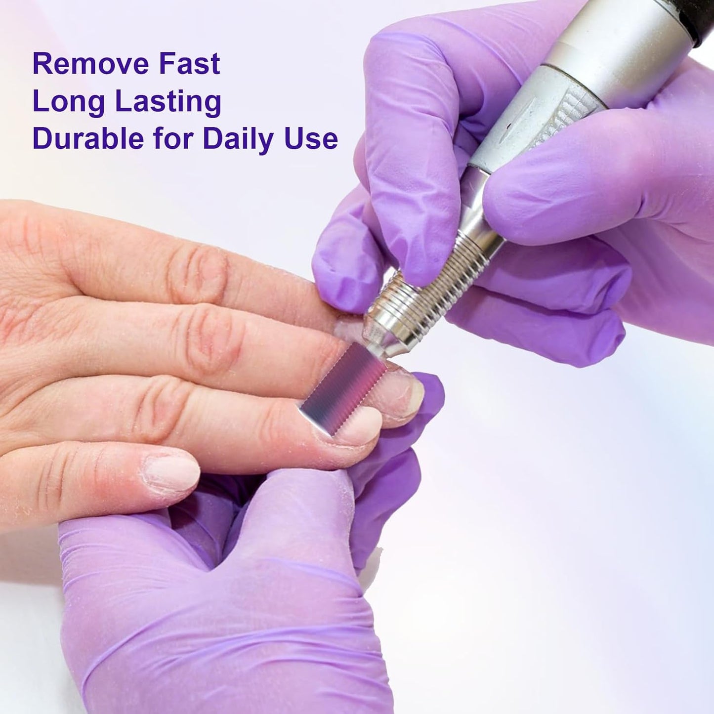 3/32" Large Barrel Bit Tungsten Carbide Nail Drill Bit Safety Bit for Gel & Acrylic Removal, 2- Way Rotating Efile Tip, Salon Electric File Accessory (C Girt, Purple)