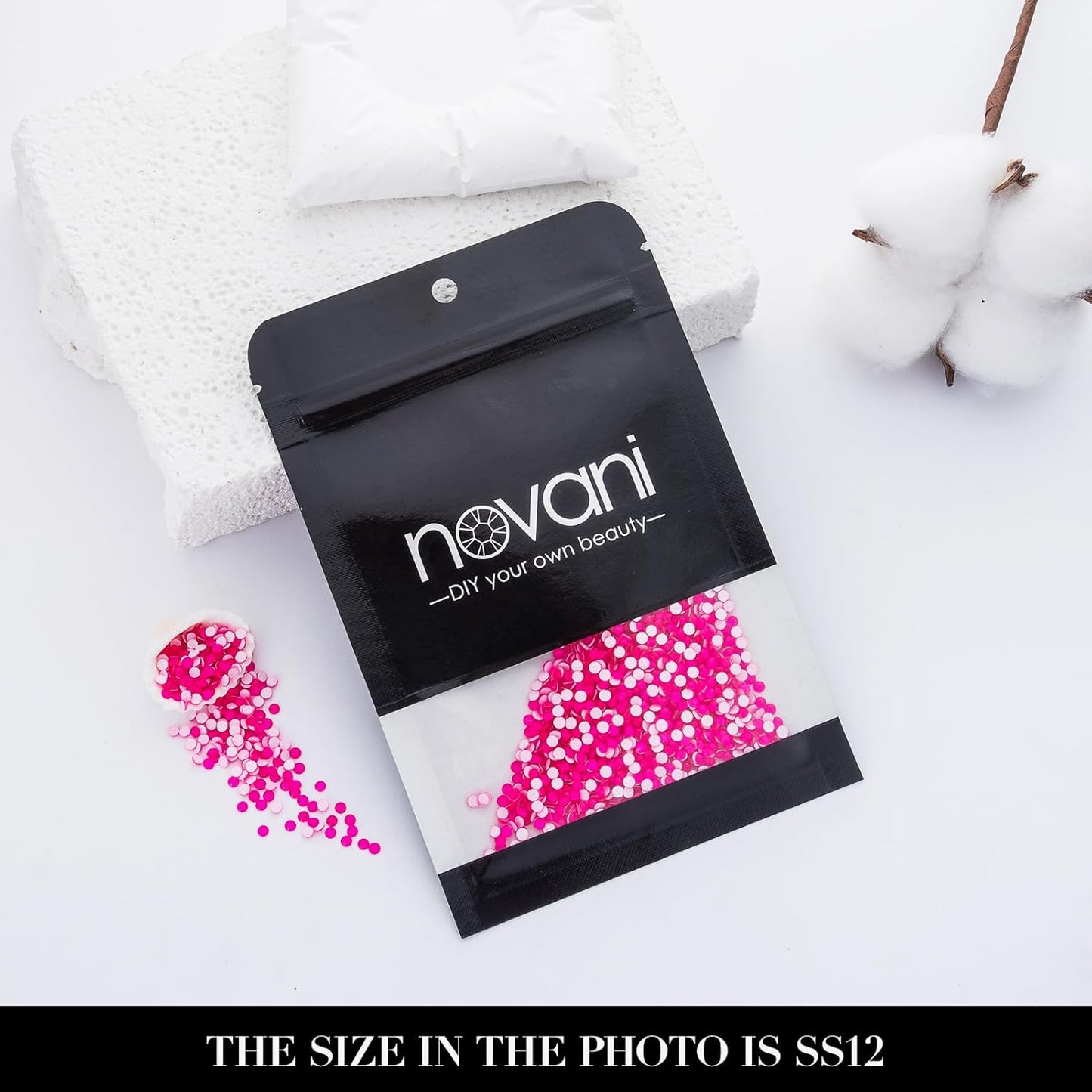 Novani 3000 Pieces Flatback Rhinestones Glass Round Gems Neon-Rose Crystals for Nail Art DIY Crafts Clothes Shoes,SS12,3.0-3.2mm