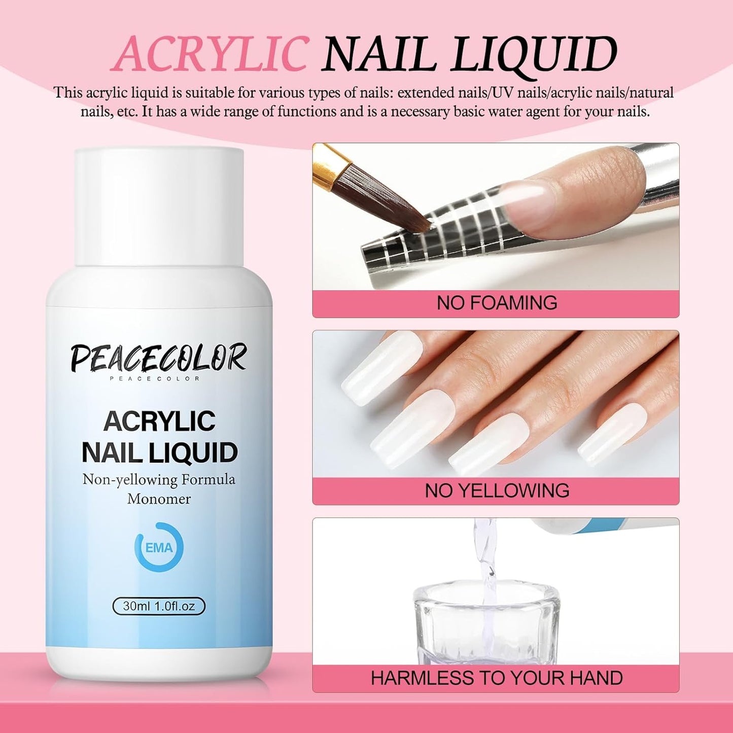 Acrylic Nail Kit with Drill with U V Light Clear/White/Pink Acrylic Powder Professional Nail Kit for Beginner with Everything 100PC Tips Brush Starter DIY Home Salon