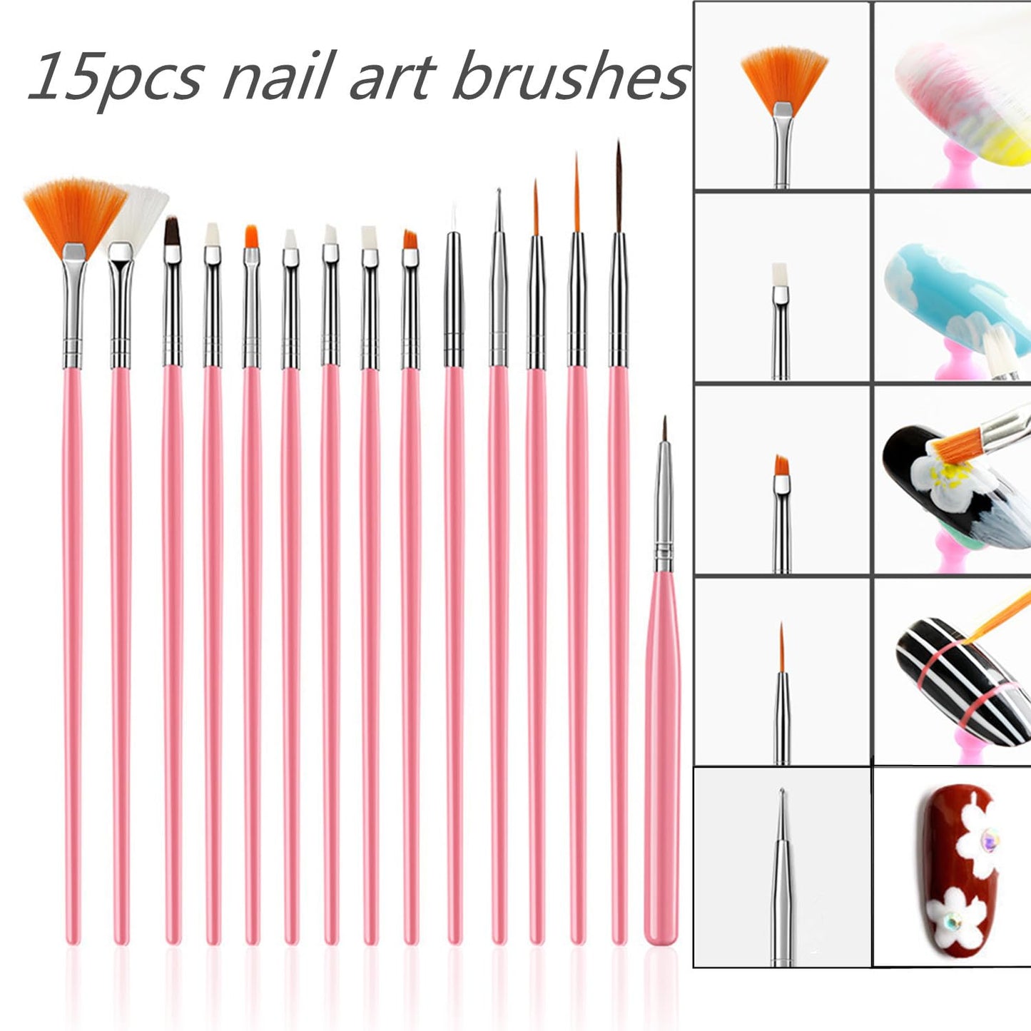 21Pcs Nail Art Brushes Set, 1 Resin Nail Art Palette, 5 Nail Art Dotting Pens, 15 Nail Art Brushes, Nail Polish Mixing Palette Double-Ended Dotting Pen Nail Liner Brush Nail Drawing Brushes