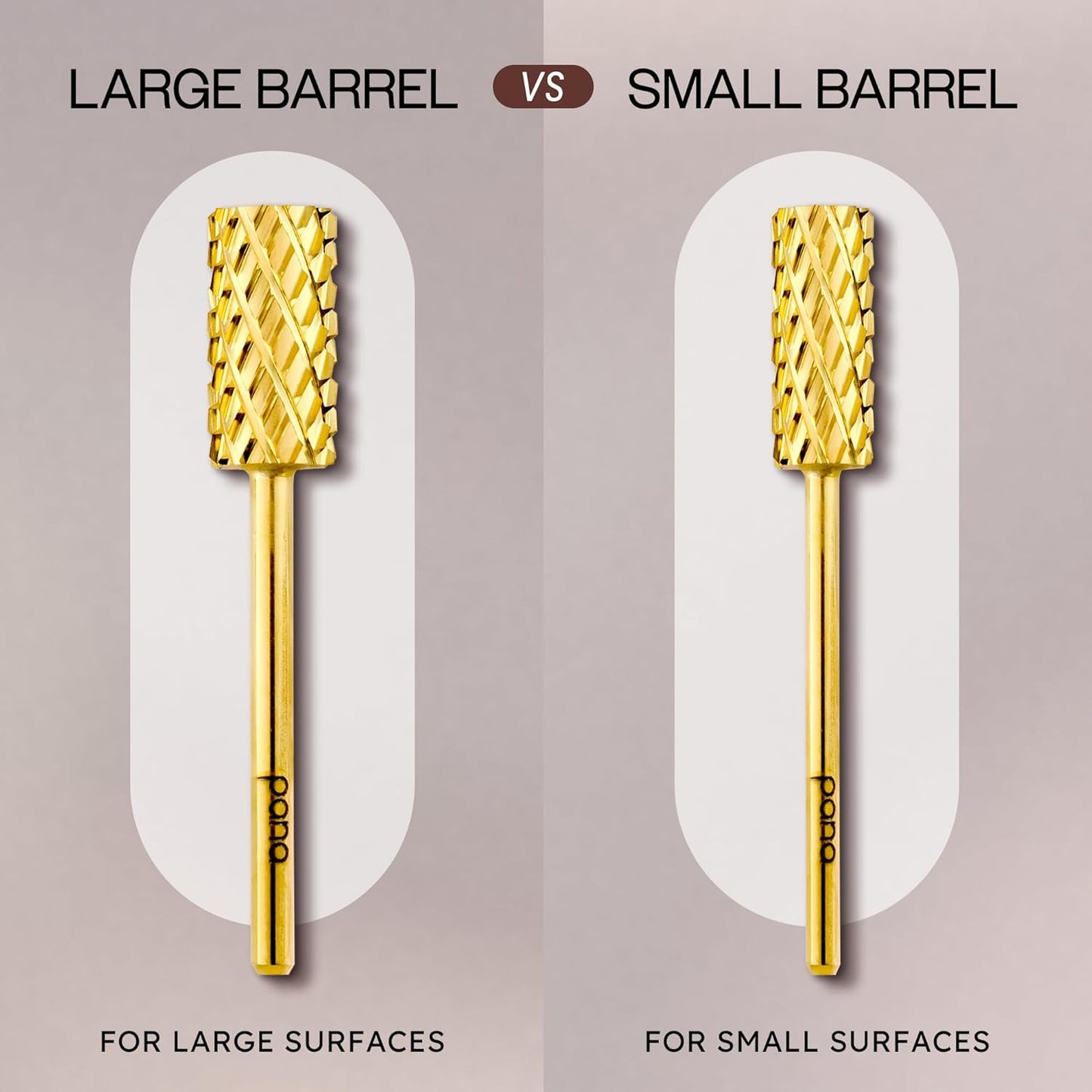 PANA Professional 3/32" Shank Size - Flat Top Large Barrel Gold Carbide Bit 4X Coarse Grit - Nail Drill Bit for Dremel Machine