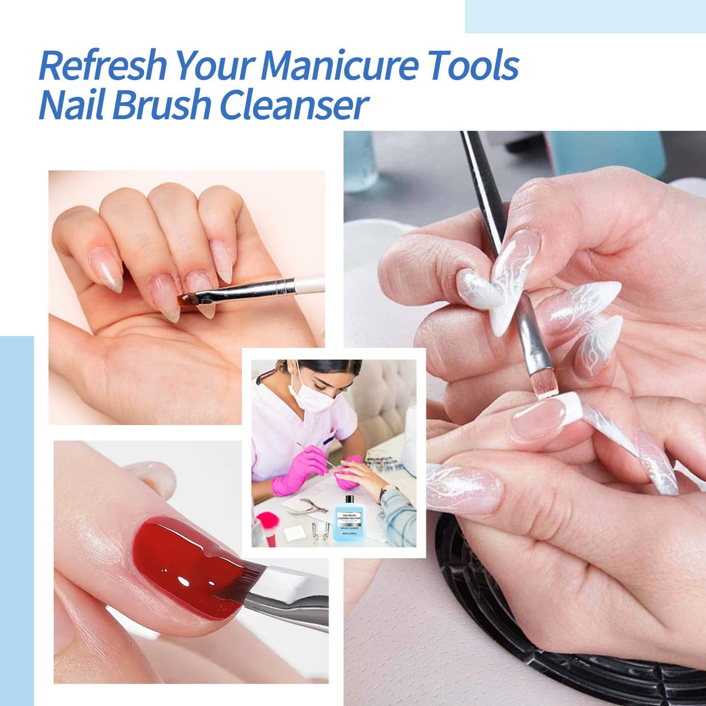 Nail Brush Cleaner 40ml Cleaner Efficient Nail Cleaner for Acrylic Nails Professional Brush Cleaner for acrylic Clean and Maintain Your Nail Brushes with Cleaning Solution