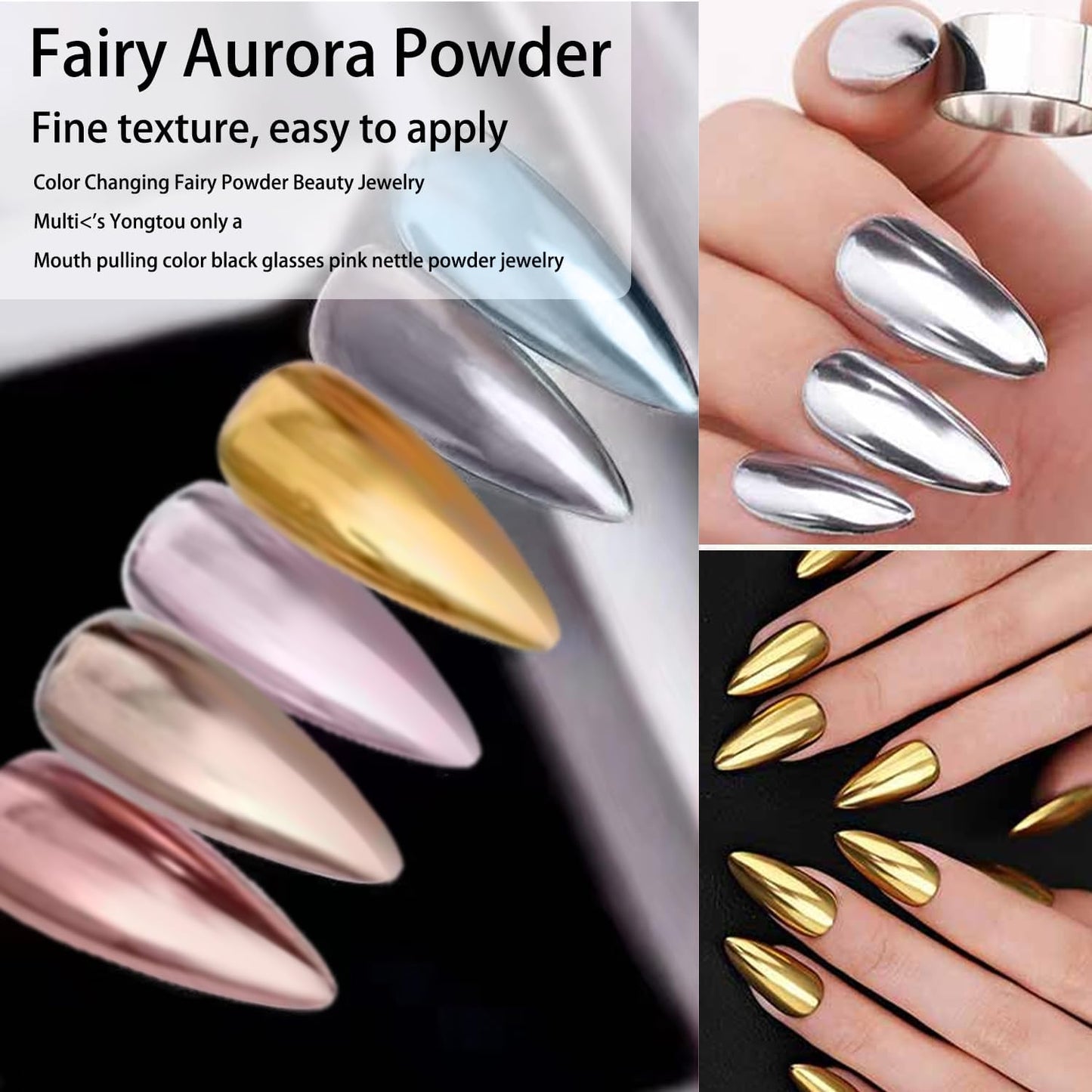Chrome Nail Powder,24Colors Aurora Chrome Powder Mirror Luster Effect Charm Chrome Nail Powder Kit for Gel Nails,Chrome Powder for Acrylic Nails