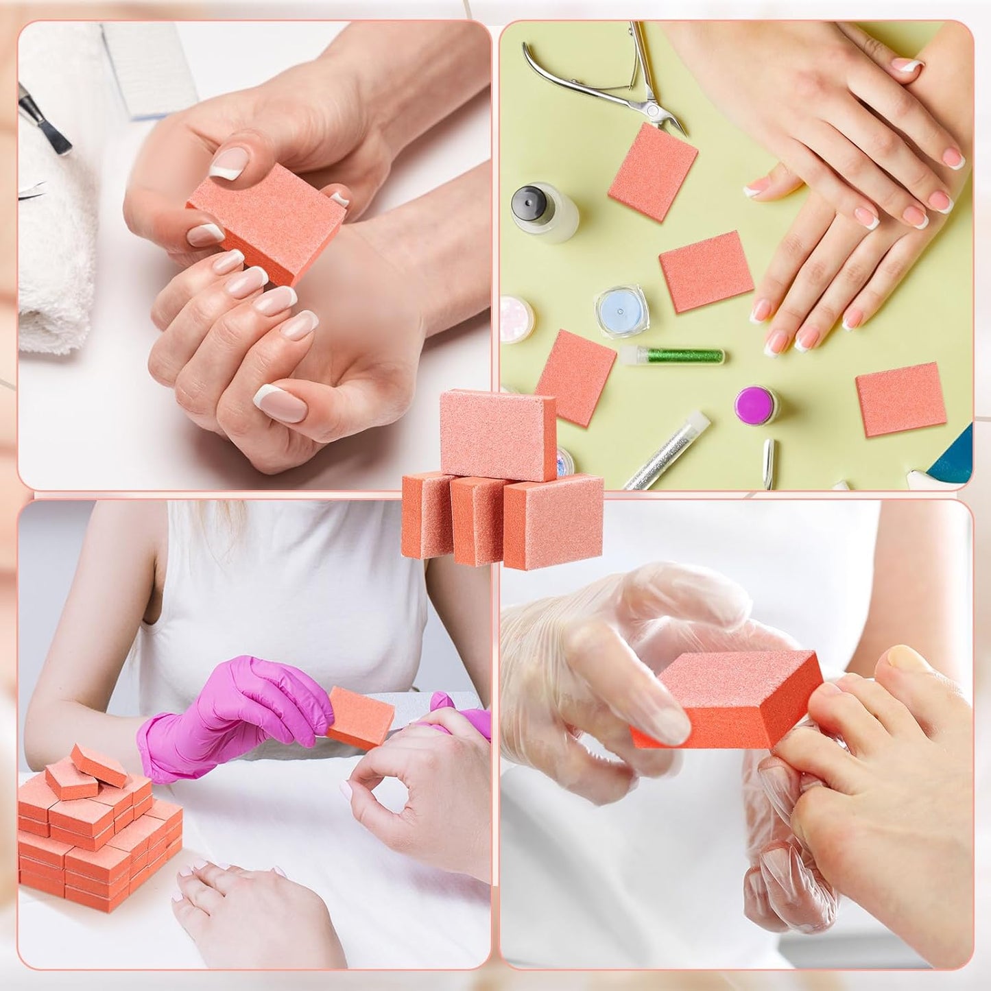 Gisafai 600 Pieces Bulk Mini Nail Buffer Blocks 80/100 Grit Orange 2 Sided Professional Salon Nail File Prior to Application of Polish Buffers for Acrylic Nails