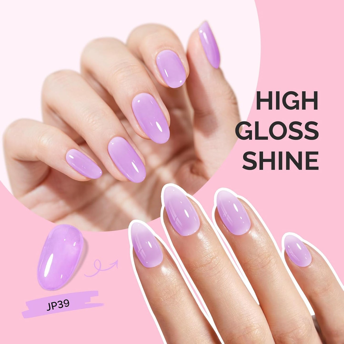 MelodySusie Purple Gel Nail Polish, 0.5Fl Oz Jeweliver Gel Polish Milky Lavender Pastel Cream Color Soak Off UV LED Light Cure Manicure Nail Art DIY at Home JP39