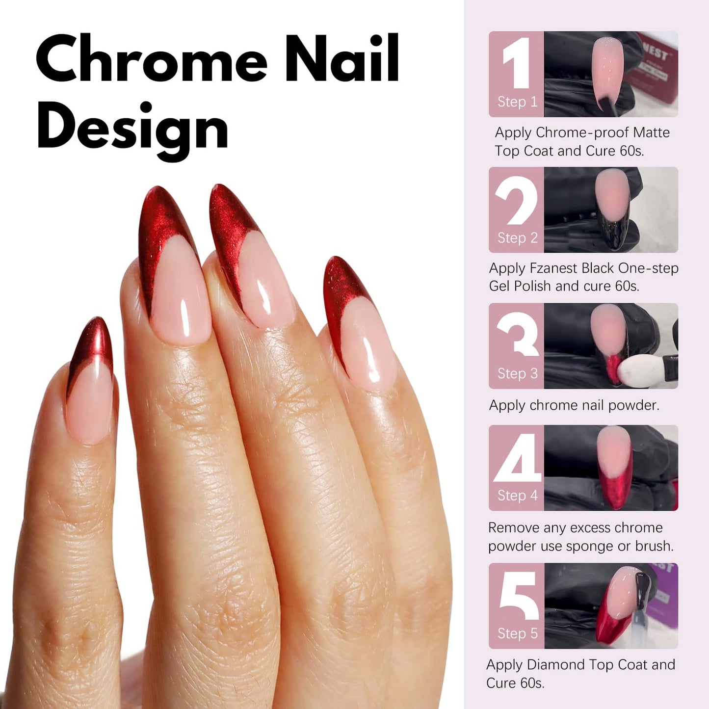 FZANEST Gel Top Coat Gel Nail Polish Matte Glossy Kit 15ml * 2PCS No Wipe Diamont Top Coat Chrome Proof Velvet Finish Good for Chrome Nail Powder Nail Art Design