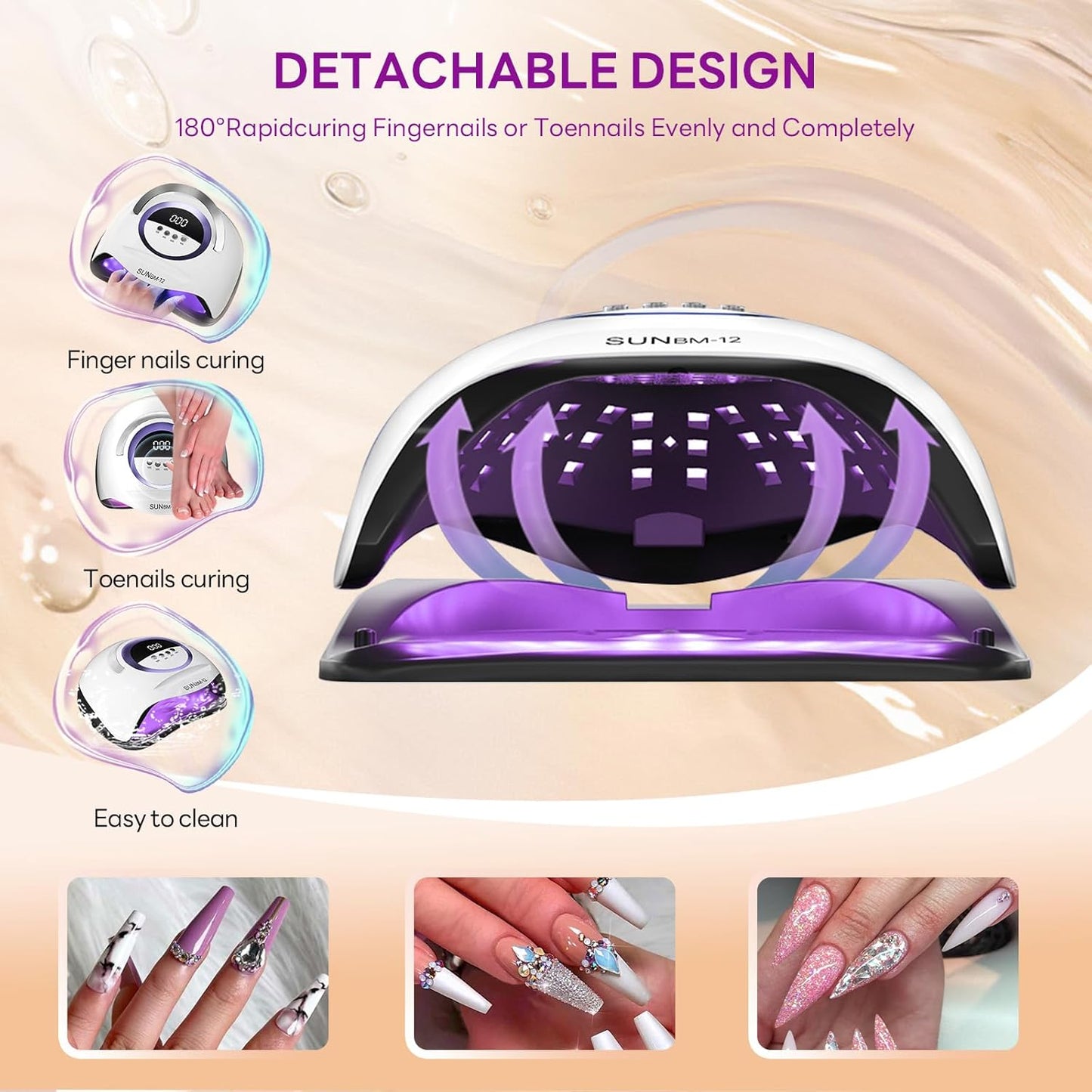 LED UV lamp for nails,200W UV lamp for gel nail polish dryer professional nail lamp, UV light for nails with 42 beads, auto sensor led gel nail lamp