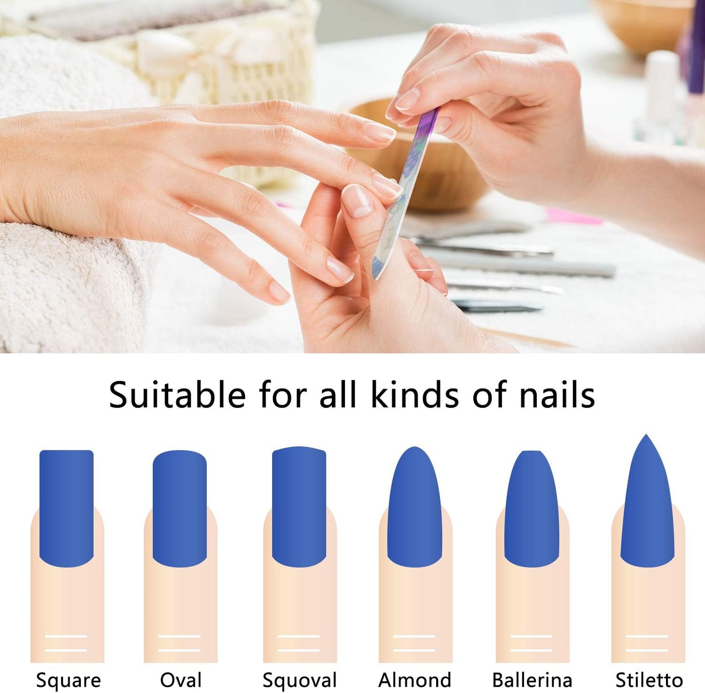 Mudder 5 Pack Glass Nail File with Case for Women Double Sided Crystal Fingernail File for Natural Nails Manicure Care Christmas Stocking Stuffers Gifts(Classic Pattern)
