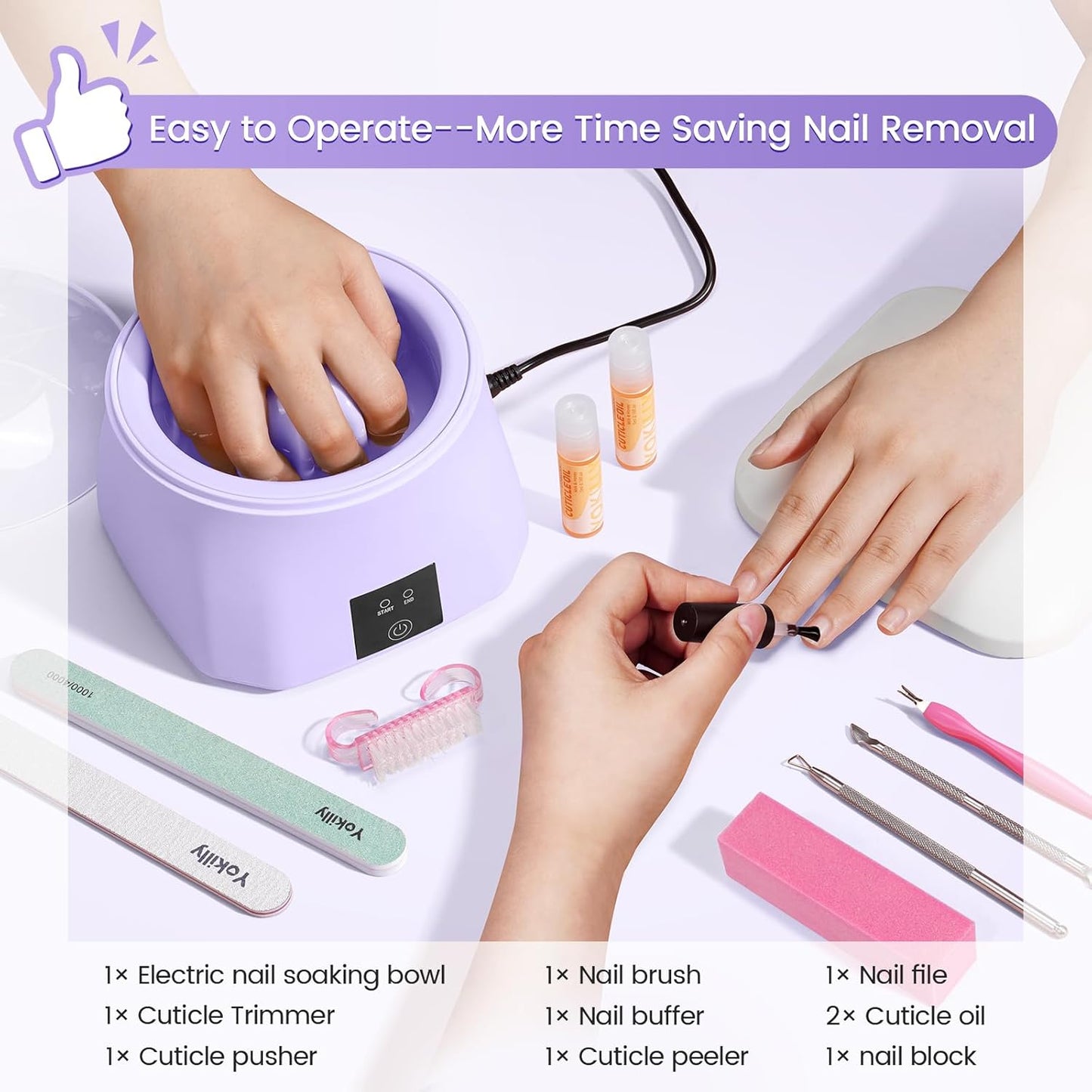 Yokilly Nail Soaking Bowl Heated: 50% Faster Nail Soak off Bowl for Women Nail Beginner - Electric Manicure Nail Bowl for Home Salon(Purple)