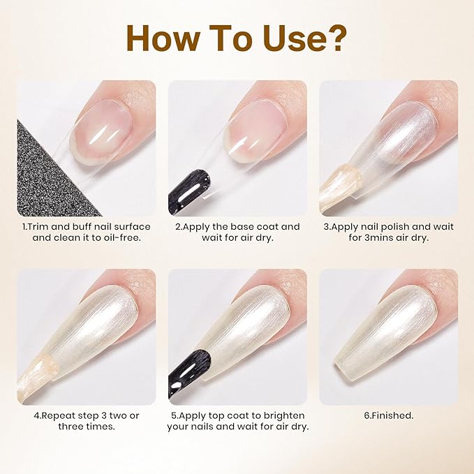 MIZHSE Pearlescent Milky White Nail Polish, Quick Dry Creamy White Pearl Nail Polish, Air Fast Drying 15ml Nail Lacquer Non Gel Oil-based Nail Art Manicure Home DIY