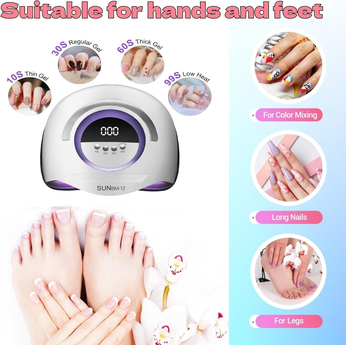 UV LED Nail Lamp with 72 Beads, 300W Nail Curing Lamps for Gel Polish with Automatic Sensor/4 Timer Setting,Led Nail Dryer, Professional Nail Art Drying Tools