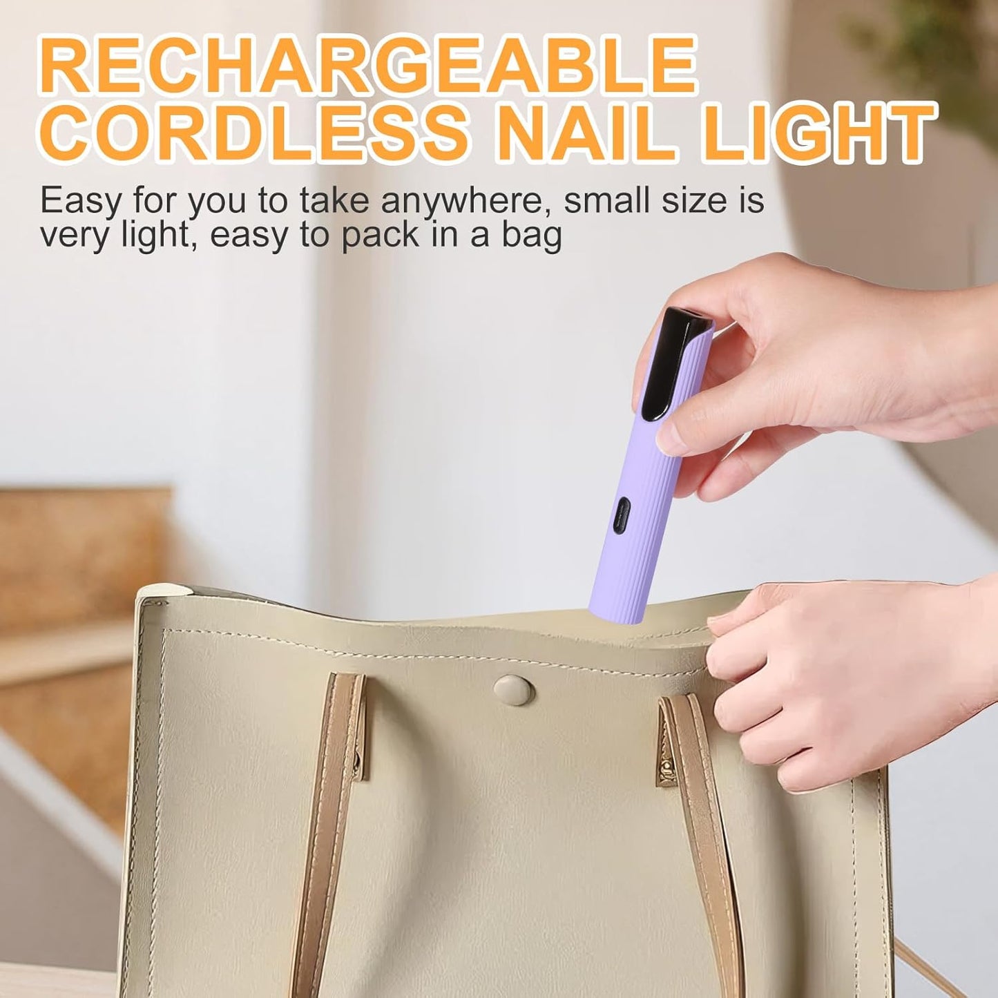 Handheld UV Light for Gel Nails, Purple Gel Light for Nails Cordless Nail Lamp Rechargeable with Led Display Lamp for Rhinestone Glue Decoration DIY at Home